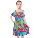 Colorful distorted shapes on a grey background                                                       Cut Out Shoulders Chiffon Dress