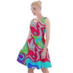 Colorful distorted shapes on a grey background                                                       Knee Length Skater Dress