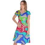 Colorful distorted shapes on a grey background                                                       Classic Short Sleeve Dress