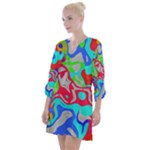 Colorful distorted shapes on a grey background                                                      Open Neck Shift Dress