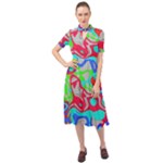 Colorful distorted shapes on a grey background                                                        Keyhole Neckline Chiffon Dress