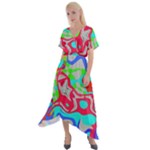 Colorful distorted shapes on a grey background                                                      Cross Front Sharkbite Hem Maxi Dress