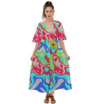 Colorful distorted shapes on a grey background                                                       Kimono Sleeve Boho Dress