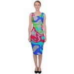 Colorful distorted shapes on a grey background                                                       Sleeveless Pencil Dress