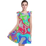 Colorful distorted shapes on a grey background                                                       Tie Up Tunic Dress