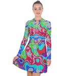 Colorful distorted shapes on a grey background                                                        Long Sleeve Panel Dress