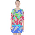 Colorful distorted shapes on a grey background                                                       Quarter Sleeve Pocket Dress