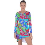 Colorful distorted shapes on a grey background                                                       Asymmetric Cut-Out Shift Dress