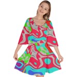 Colorful distorted shapes on a grey background                                                  Velvet Kimono Dress