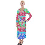 Colorful distorted shapes on a grey background                                                       Velvet Maxi Wrap Dress