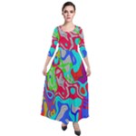 Colorful distorted shapes on a grey background                                                       Quarter Sleeve Maxi Velour Dress