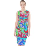 Colorful distorted shapes on a grey background                                                       Midi Bodycon Dress