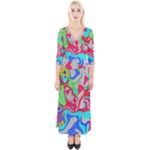 Colorful distorted shapes on a grey background                                                     Quarter Sleeve Wrap Maxi Dress