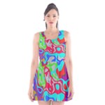 Colorful distorted shapes on a grey background                                                     Scoop Neck Skater Dress