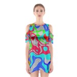 Colorful distorted shapes on a grey background                                                     Women s Cutout Shoulder Dress