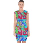 Colorful distorted shapes on a grey background                                                    Capsleeve Drawstring Dress