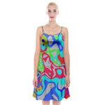 Colorful distorted shapes on a grey background                                                      Spaghetti Strap Velvet Dress