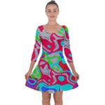 Colorful distorted shapes on a grey background                                                    Quarter Sleeve Skater Dress