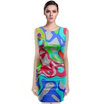 Colorful distorted shapes on a grey background                                                     Sleeveless Velvet Midi Dress