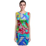 Colorful distorted shapes on a grey background                                                          Classic Sleeveless Midi Dress