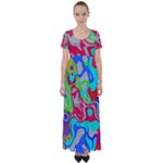 Colorful distorted shapes on a grey background                                                    High Waist Short Sleeve Maxi Dress