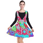 Colorful distorted shapes on a grey background                                                   Plunge Pinafore Dress