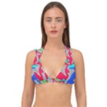 Colorful distorted shapes on a grey background                                                  Double Strap Halter Bikini Top