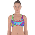 Colorful distorted shapes on a grey background                                                    Cross Back Hipster Bikini Top