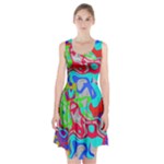 Colorful distorted shapes on a grey background                                                         Racerback Midi Dress