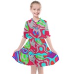 Colorful distorted shapes on a grey background                                                  Kids  All Frills Chiffon Dress