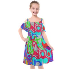 Kids  Cut Out Shoulders Chiffon Dress 