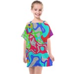 Colorful distorted shapes on a grey background                                                  Kids  One Piece Chiffon Dress