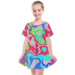 Colorful distorted shapes on a grey background                                                  Kids  Smock Dress