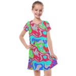 Colorful distorted shapes on a grey background                                                   Kids  Cross Web Dress