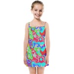 Colorful distorted shapes on a grey background                                                    Kids Summer Sun Dress