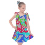 Colorful distorted shapes on a grey background                                                 Kids  Tie Up Tunic Dress