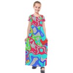 Colorful distorted shapes on a grey background                                                   Kids  Short Sleeve Maxi Dress