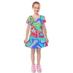 Colorful distorted shapes on a grey background                                                         Kids  Short Sleeve Velvet Dress