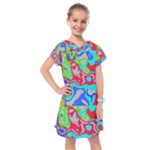 Colorful distorted shapes on a grey background                                                      Kids  Drop Waist Dress