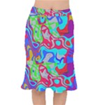 Colorful distorted shapes on a grey background                                                         Short Mermaid Skirt