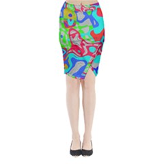 Colorful distorted shapes on a grey background                                                    Midi Wrap Pencil Skirt from ArtsNow.com