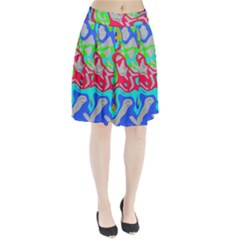 Colorful distorted shapes on a grey background                                                 Pleated Skirt from ArtsNow.com