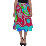 Colorful distorted shapes on a grey background                                                     Perfect Length Midi Skirt