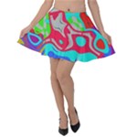 Colorful distorted shapes on a grey background                                                    Velvet Skater Skirt