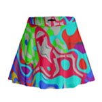 Colorful distorted shapes on a grey background                                                       Mini Flare Skirt