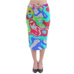 Colorful distorted shapes on a grey background                                                       Midi Pencil Skirt