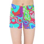 Colorful distorted shapes on a grey background                                                    Kids  Skinny Shorts