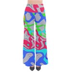 Colorful distorted shapes on a grey background                                                    Women s Chic Palazzo Pants