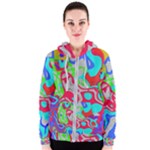 Colorful distorted shapes on a grey background                                                     Women s Zipper Hoodie