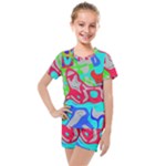 Colorful distorted shapes on a grey background                                                     Kids  Mesh Tee and Shorts Set